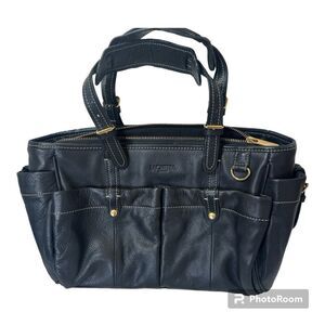 LACHETTA Milano Black Leather Made In Italy Tote Satchel Shoulder Bag Purse